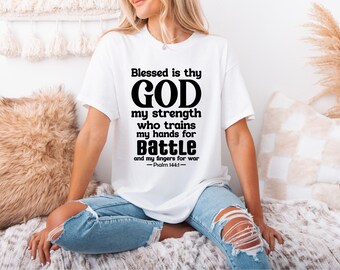 Camiseta "Bendito Dios, Fuerza", Camiseta Religiosa, Regalo Cristiano, Camiseta de Algodón Unisex, Ropa Inspiradora