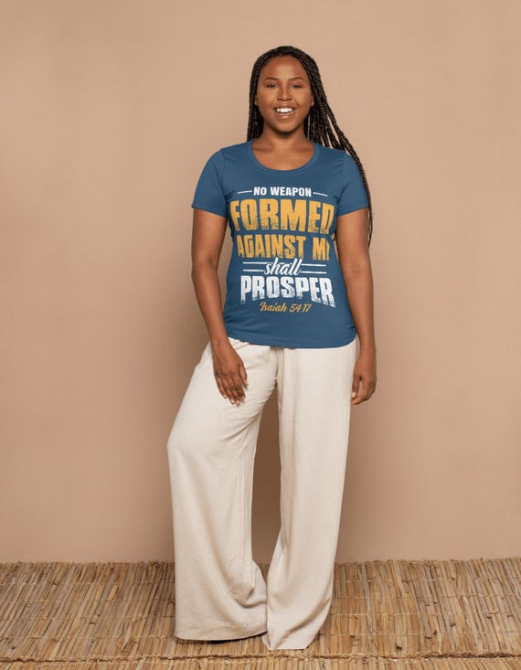 Inspirational Faith T-Shirt: "No Weapon Formed Against Me Shall Prosper" - Perfect for Gifts, Motivational Wear, Church Events,