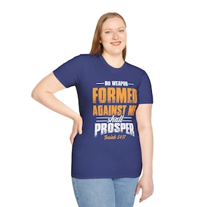 Inspirational Faith T-Shirt: "No Weapon Formed Against Me Shall Prosper" - Perfect for Gifts, Motivational Wear, Church Events, image 10