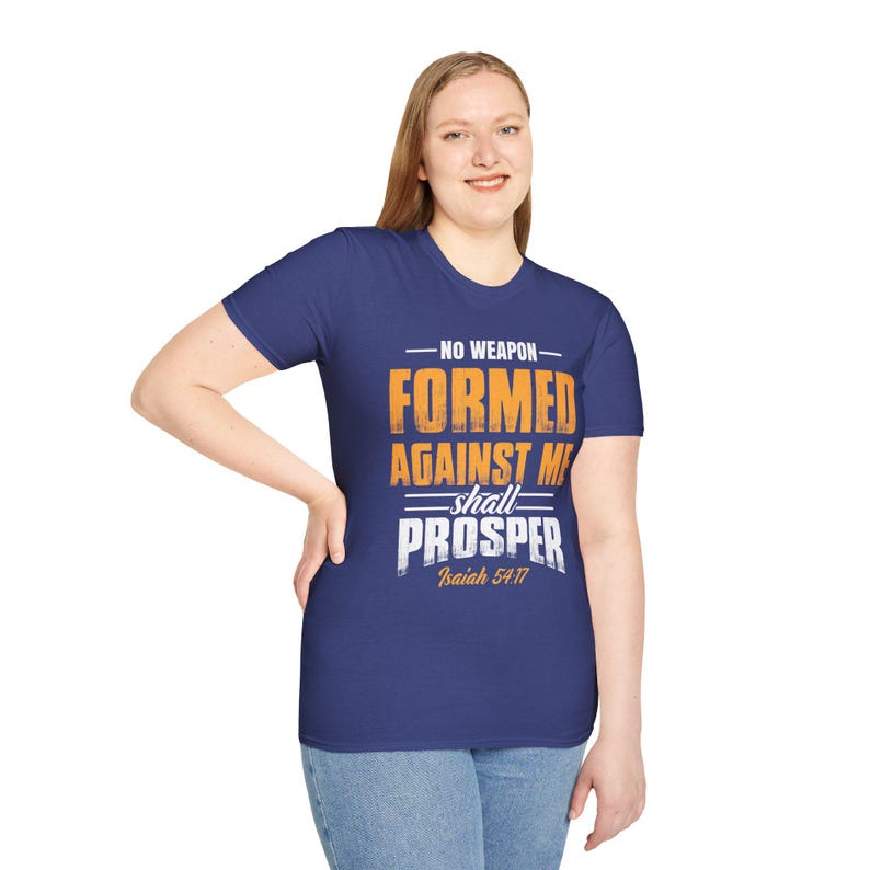Inspirational Faith T-Shirt: "No Weapon Formed Against Me Shall Prosper" - Perfect for Gifts, Motivational Wear, Church Events, image 10