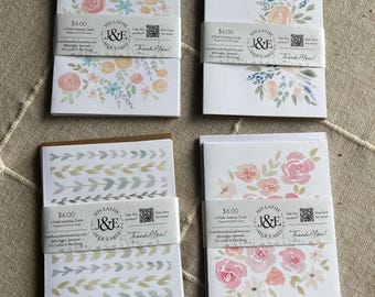 Watercolor Floral Greeting Cards | Blank Thank You Notes, Set of 4