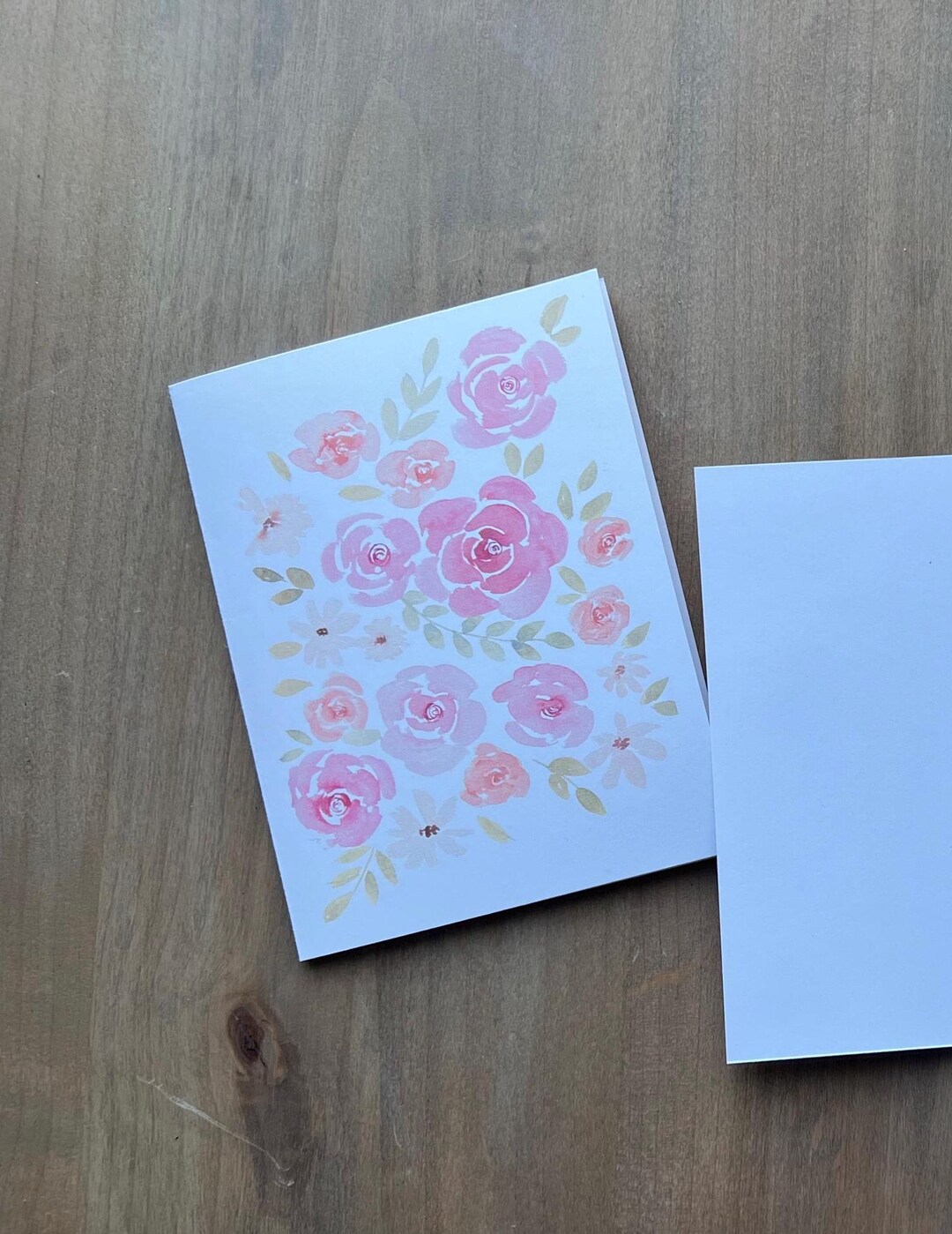 Pink Floral Greeting Card | Printable Watercolor Thank You Card - Etsy