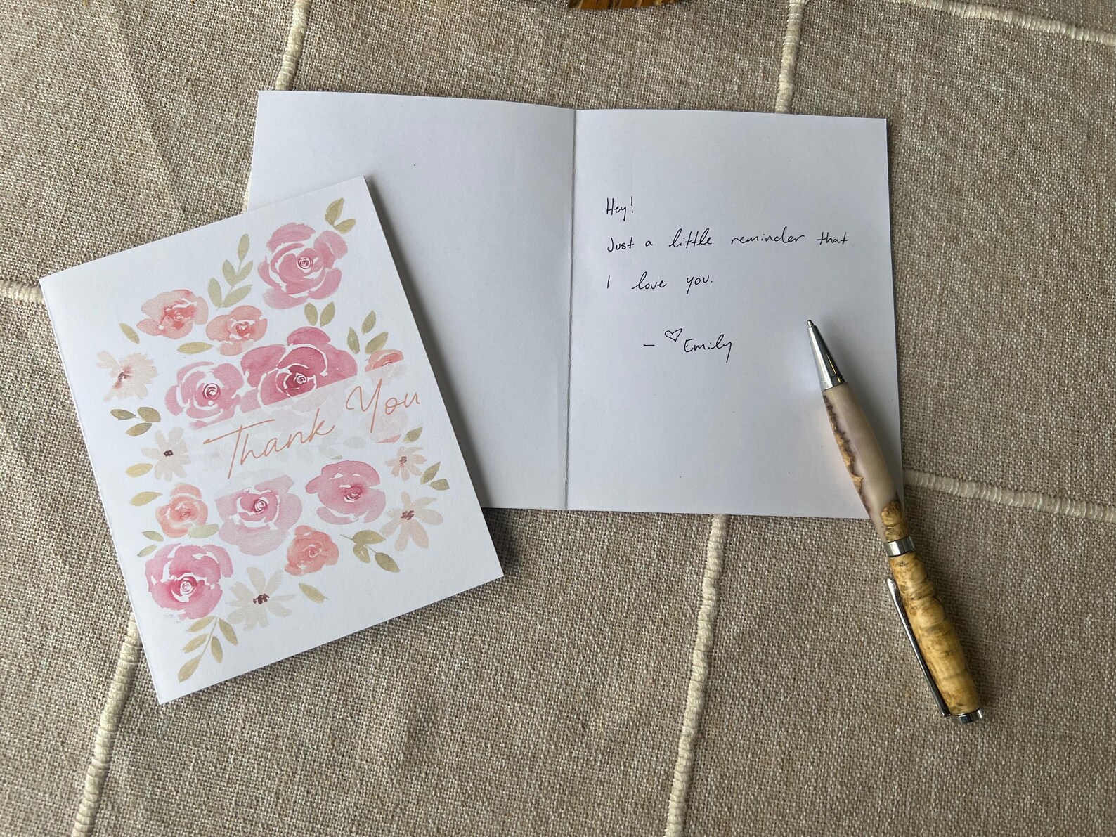 Pink Floral Greeting Card | Printable Watercolor Thank You Card - Etsy