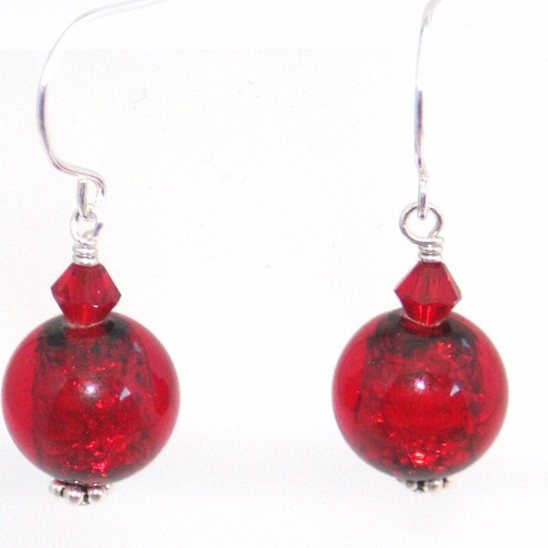 Red Glass Lampwork Earrings