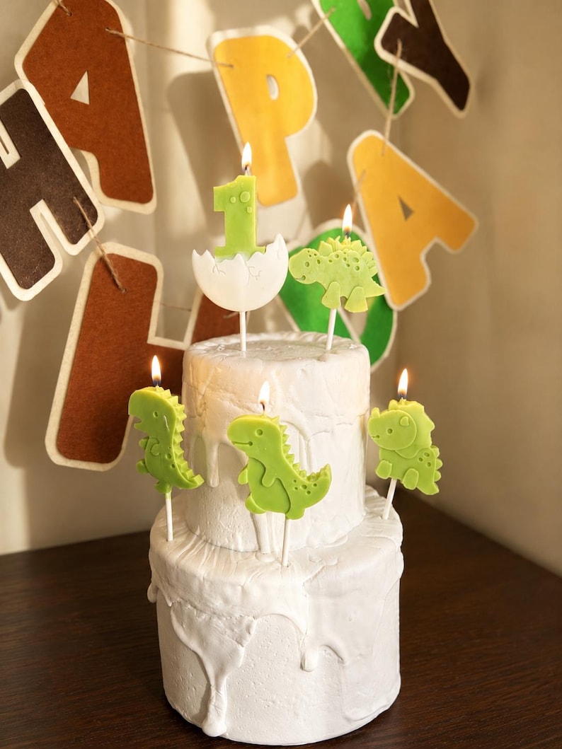 Dinosaurier-Geburtstagskerze, Zahlen-Kuchenaufsatz, Jurassic-Partydeko, Babyparty-Geschenk, Kinderfeier Bild 2