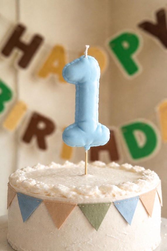 Balloon Number Candle Pastel Birthday Cake Decor Custom Age Party Topper