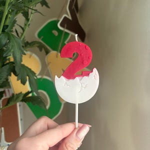 Dinosaurier-Geburtstagskerze, Zahlen-Kuchenaufsatz, Jurassic-Partydeko, Babyparty-Geschenk, Kinderfeier Red