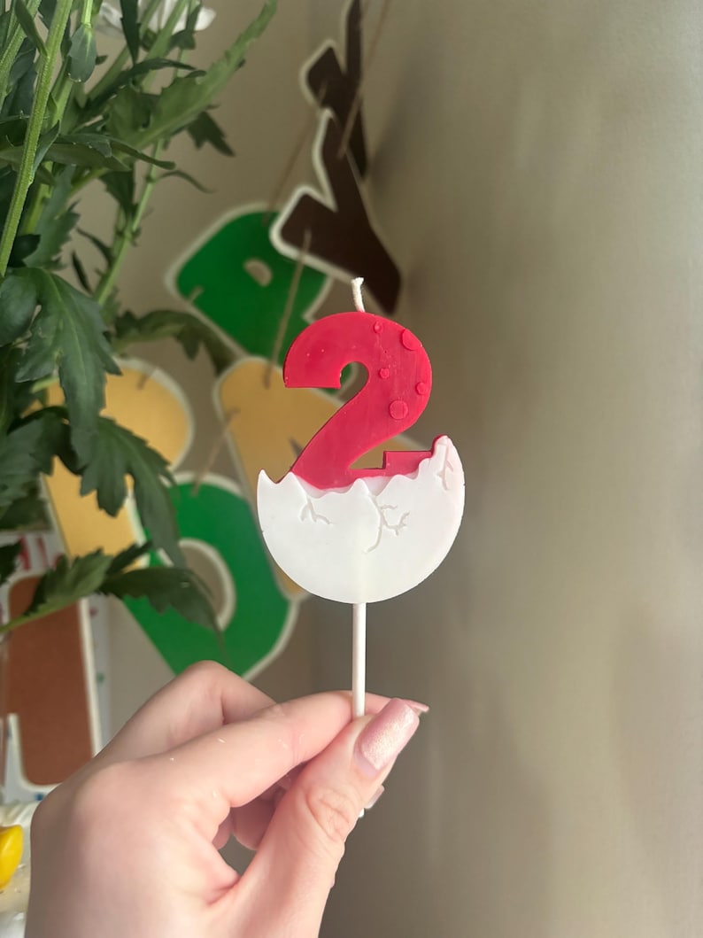 Dinosaurier-Geburtstagskerze, Zahlen-Kuchenaufsatz, Jurassic-Partydeko, Babyparty-Geschenk, Kinderfeier Red