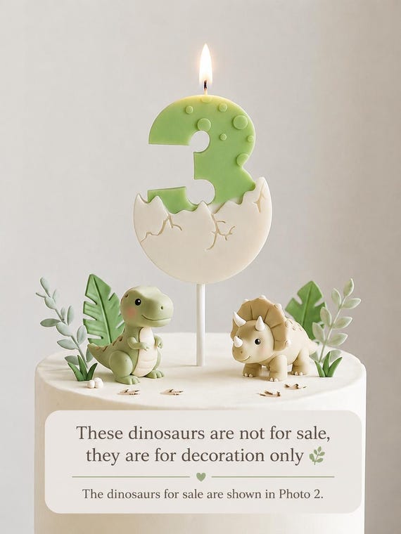 Dinosaur Birthday Candle Number Cake Topper Jurassic Party Decor Baby Shower Gift Kids Celebration