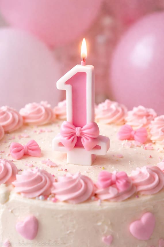Coquette Bow Number Candle - Pastel Birthday Cake Topper, Custom Age Candle for Girls