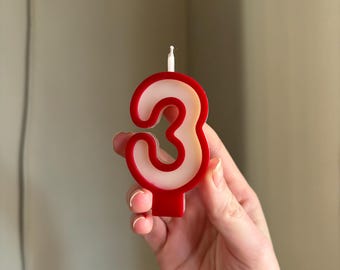 Birthday Number Candle, Custom Age Cake Topper, Minimalist Wax Candle, Modern Party Decoration