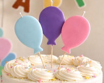 Balloon Birthday Candle Topper, Pastel Party Decoration, Balloon Dessert Ornament, Handmade Wax Gift