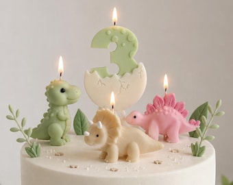 Dinosaur Birthday Candle Number Cake Topper Jurassic Party Decor Baby Shower Gift Kids Celebration