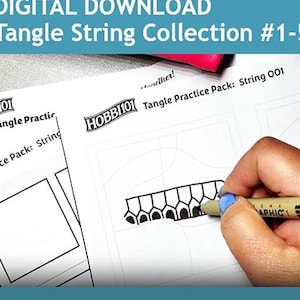 Zentangle Practice Sheets Template Pack:  String Collection #1 - 5 Digital Download