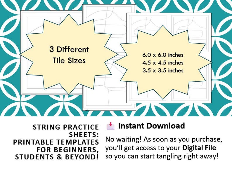 Zentangle Practice Sheets Template Pack: String Collection #11 - 15 ...