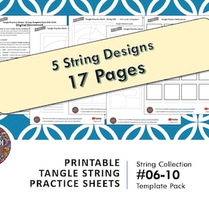 Zentangle Practice Sheets Template Pack:  String Collection #6 - 10 Digital Download