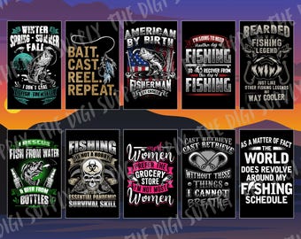 Fishing Shirt Design PNG Bundle: Commercial Use (Digital Download)