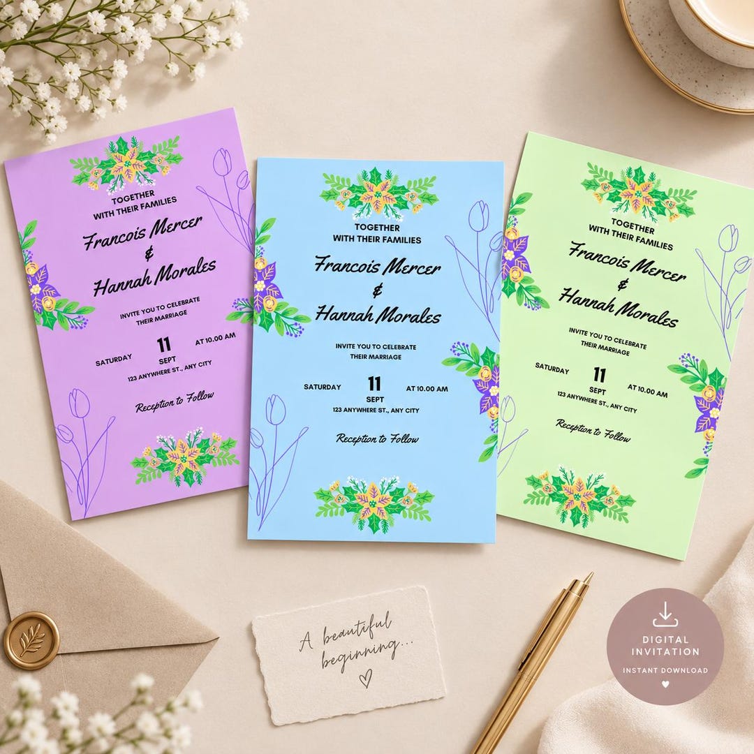 Editable Wedding Invitation Kit | Canva Templates, Planner, Staff & Pet