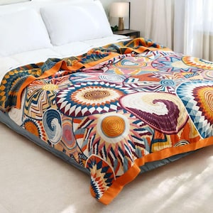 Bohemian Cotton Gauze Throw Blanket: Reversible Geometric Design