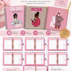 Agenda digital Girl Boss / Organizador de productividad rosa (Descarga digital)