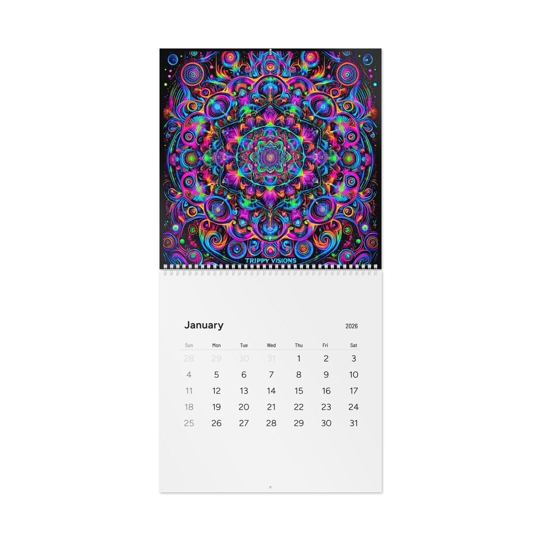 2026 Mandala Wall Calendar | Vibrant Trippy Art, Monthly Planner - Etsy