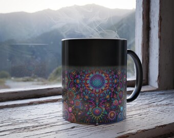Psychedelic Color Morphing Mug, Trippy Art Coffee Mug (11oz)