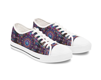 Psychedelische Print Low Top Sneakers - Bunte Segeltuchschuhe