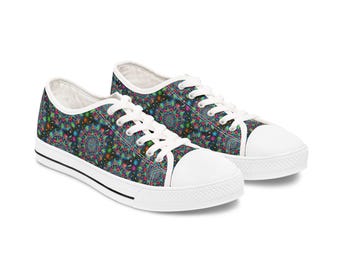 Psychedelic Low Top Sneakers: Colorful Graphic Print Shoes