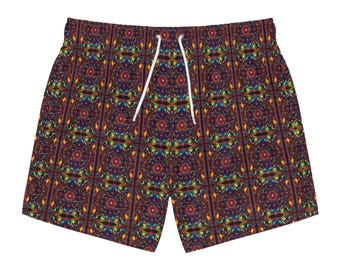 Lebendige Blumen Badehose, Bunte Polyester Strandshorts
