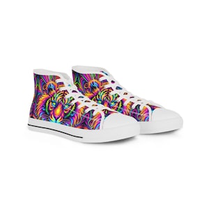 Vibrant High Top Sneakers for Artistic Souls, Trendy Footwear, Colorful Sneakers, Unique High Tops, Festival-Ready Style