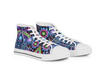 Psychedelic High Top Sneakers, Unique Festival Footwear