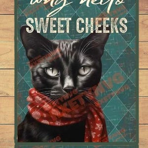 No Coffee No Workee&quot; Cat Metal Sign - Vintage Style Decor for Cat Lovers! Ideal for Man Cave, Bar, or Cafe.