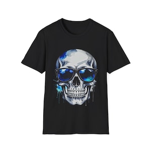 Camiseta unisex con calavera genial, camiseta con estampado de calavera, camiseta con gráficos atrevidos, ropa punk rock, top alternativo