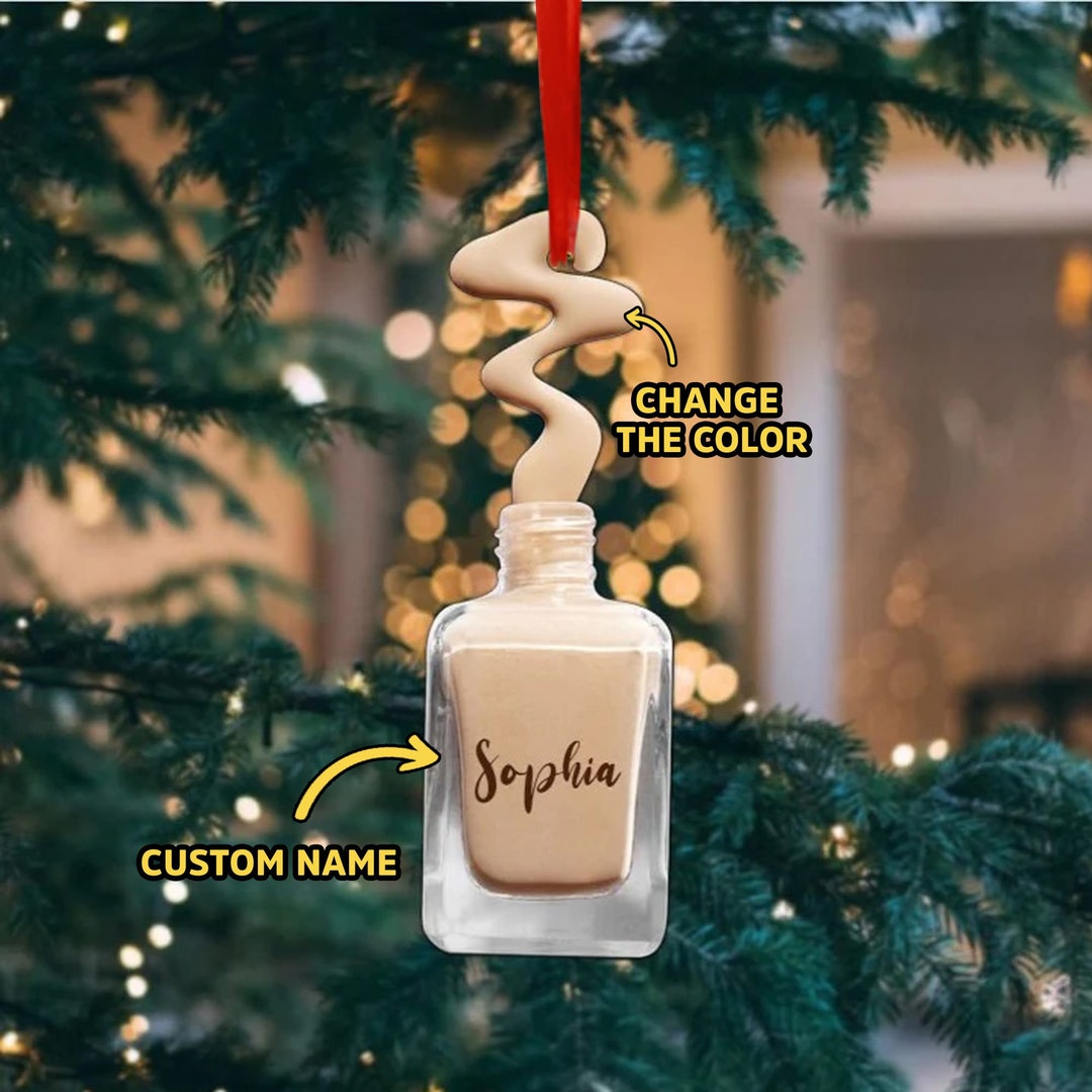 Personalized Nail Polish Ornament 2023, Nail Technician Manicurist Christmas Ornament