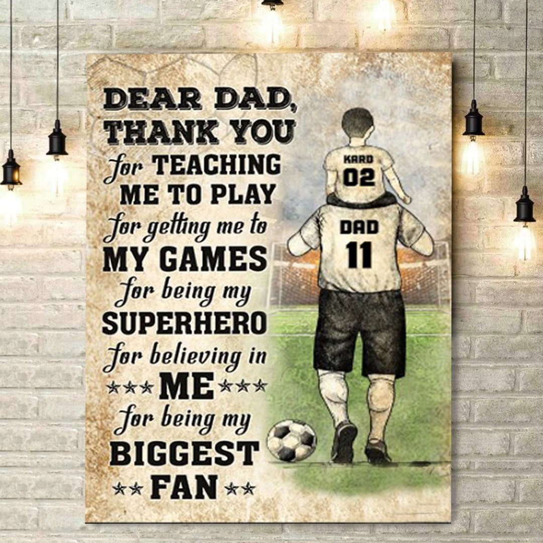 Customized Soccer Players Dad Canvas Art, Dear Dad, Thank You for