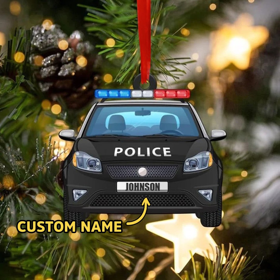 Personalized Policeman Ornament 2023, Custom Police Car Ornaments