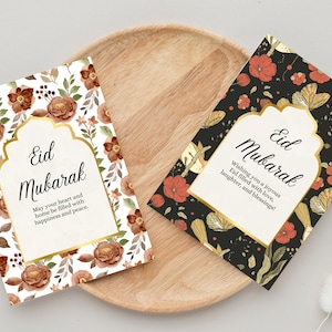 Blumen Eid Mubarak Karten | Druckbare Eid Grußkarten | Elegantes Eid Digital Download | Islamische Festkarte | A6, 5x7, 4x6 Zoll
