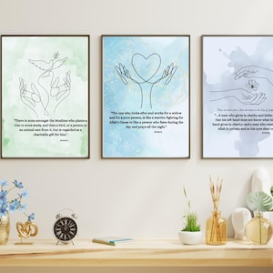 Islamic Charity Hadith Wall Art Bundle | Ramadan Gift | Minimalist Islamic Decor | Digital Download | 3 Sahih Hadith | Sadaqah Quote Prints