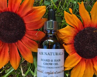 Beard & Hair Grow Oil | Natural Growth + Softening Formula | Argan, Castor, Jojoba | Air Naturals Self-Care for Men
