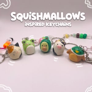 Squishy Mallow | cat frog avocado cow duck charms | handmade clay keychain