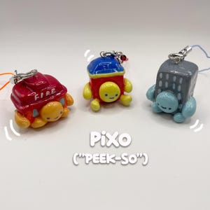 PIXO | miniature house and building charm | handmade clay keychain