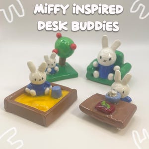 white bunny miff nostalgic trinket | handmade clay desk buddy
