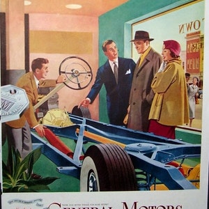 Original Vintage Car Ad and  TWA Trans World Airlines, Travel U.S. and Overseas, General Motors Ad