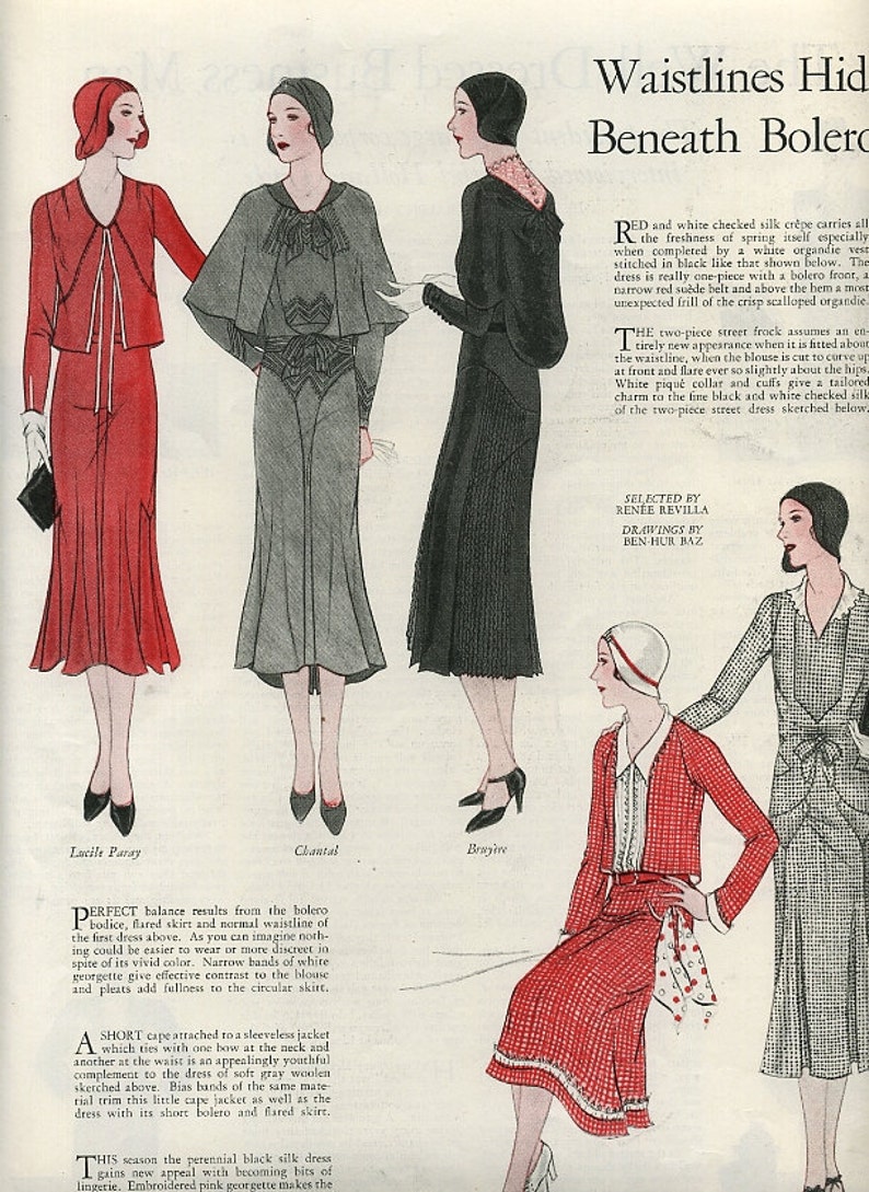 1930 Ladies Dress Advertisement Fashion Boleros Designer - Etsy