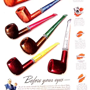 Vintage Magazine Page Ad Royal Dukes Pipes Magazine  Hats Page 1940 Advertising - Reverse Side Mallory Men's Hats -