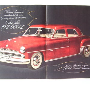Vintage 1951 Red Dodge Car Double Page Magazine Print - Automobile Car Advertising