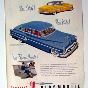 1951 Rocket 98 Holiday Sedan Oldsmobile Magazine page Ad, General Motors , Drive a Oldsmobile, Reverse Side Stetson Holiday Man's Hat