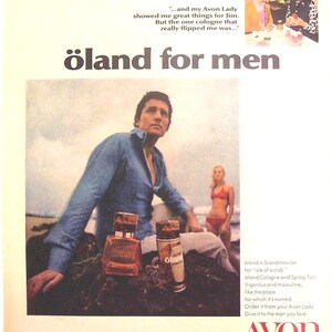 Avon Oland Scandinavian 1970 Magazine Page Ad Reverse Side Calvert Gin/ Martini Glasses