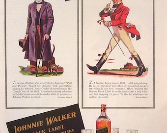 Johnnie Walker Scotch Whisky Advertising - Magazine Page - Ephemera