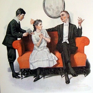 Vintage Norman Rockwell, Double Sided Shall We Dance an Playing Santa, Book Page 1979, Saturday Evening Post, Wall Decor, 11 1/2 x 14 inches